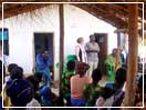 Debra Palmer & Hizzie Nazombe addressing the women at the Ndanga Village Health Clinic